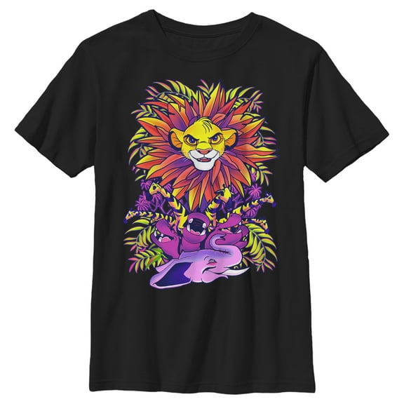 Boy's Lion King Simba Jungle Parade  Graphic Tee Black X Large