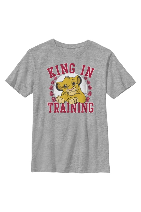 Boy's Lion King Simba King in Training Graphic Tee Athletic Heather Medium