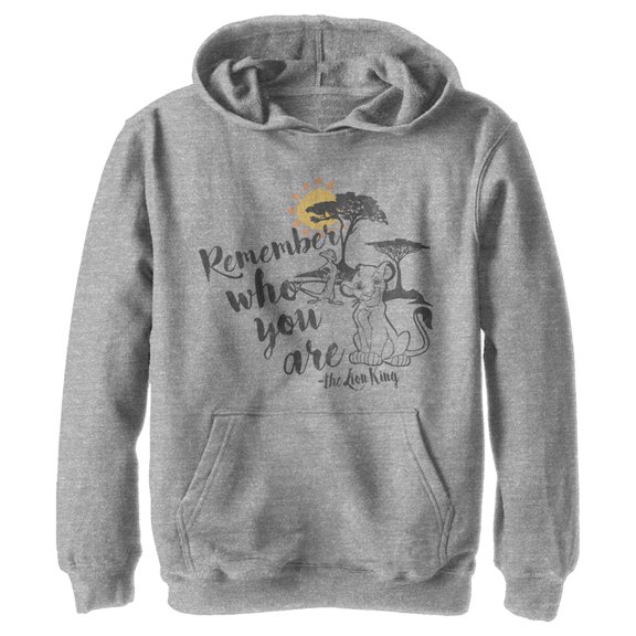 Boy's Lion King Simba Never Forget Who You Are Pull Over Hoodie Athletic Heather Medium