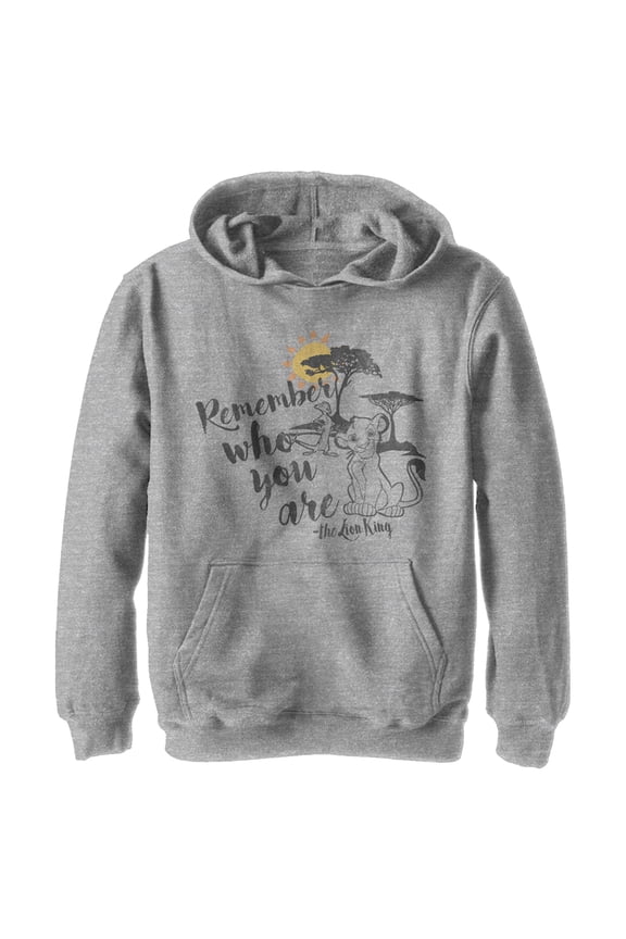 Boy's Lion King Simba Never Forget Who You Are Pull Over Hoodie Athletic Heather Medium