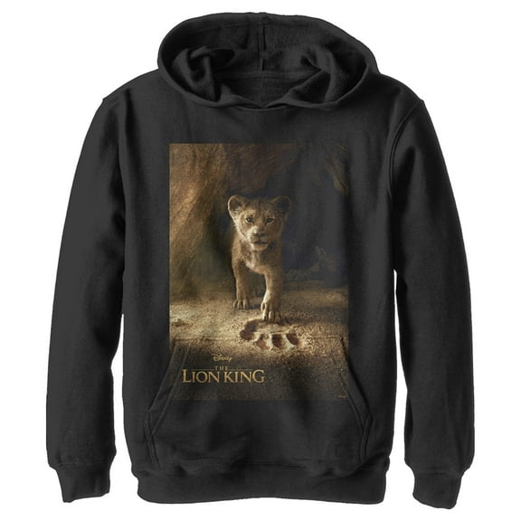 Boy's Lion King Simba Paw Movie Poster Pull Over Hoodie Black Medium