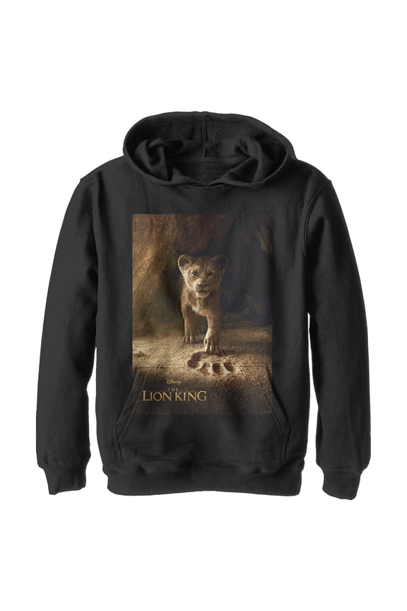 Boy's Lion King Simba Paw Movie Poster Pull Over Hoodie Black Medium