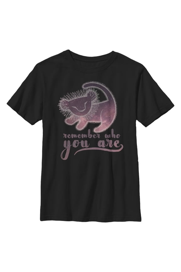 Boy's Lion King Simba Remember Who You Are Graphic Tee Black Small