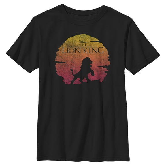 Boy's Lion King Simba Sunset Pose Graphic Tee Black Small