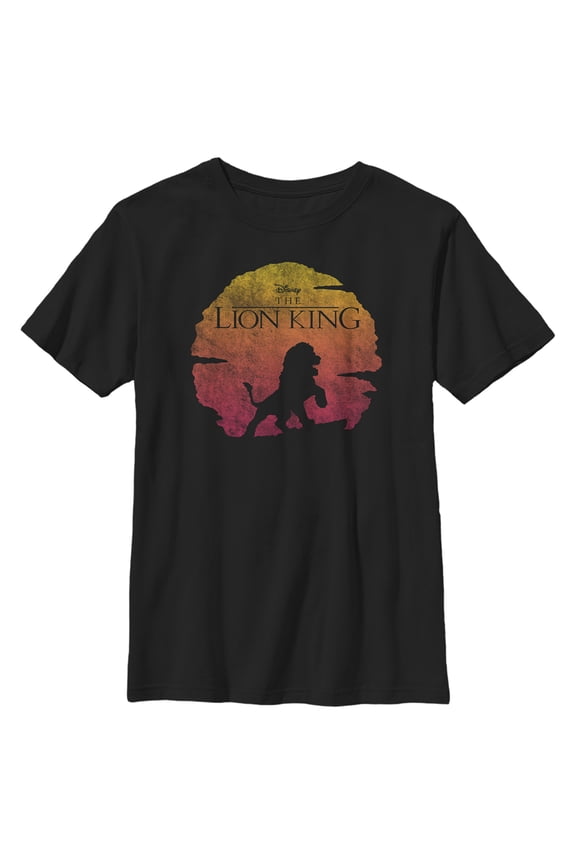 Boy's Lion King Simba Sunset Pose Graphic Tee Black Small