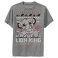 thumbnail image 1 of Boy's Lion King Simba Ugly Christmas Sweater Print Performance Graphic Tee Charcoal Heather Medium, 1 of 4