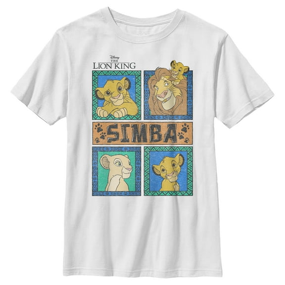 Boy's Lion King Simba and Family Panels Graphic Tee White X Small