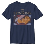 Boys Lion King Simba and Rafiki Scene Graphic Tee Navy Blue Small