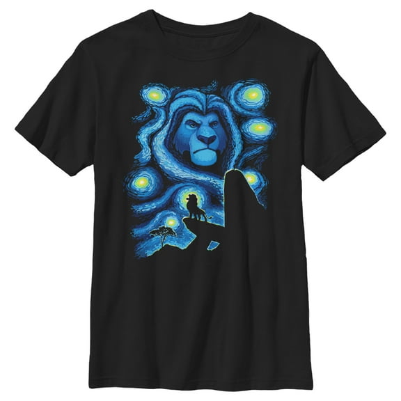 Boy's Lion King Starry Night Pride Rock  Graphic Tee Black Medium