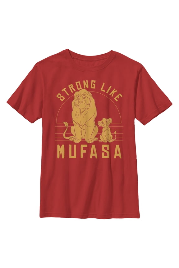 Boy's Lion King Strong Like Father Mufasa  Graphic Tee Red Large