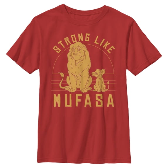 Boy's Lion King Strong Like Father Mufasa Graphic Tee Red X Small