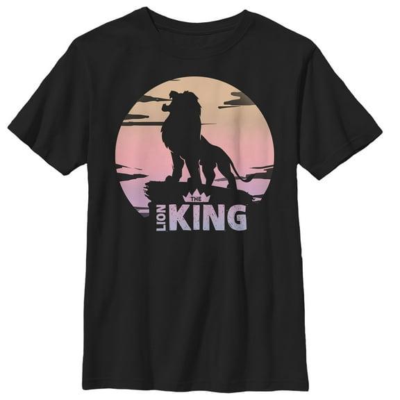 Boy's Lion King Sunset Pride Rock Pose  Graphic Tee Black Large