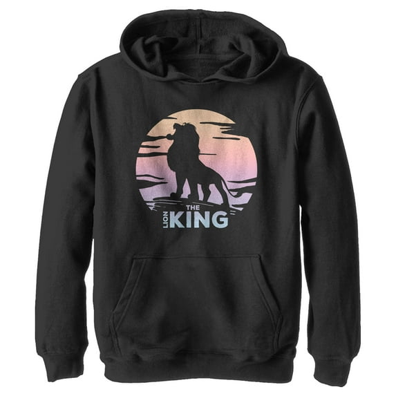 Boy's Lion King Sunset Simba Pull Over Hoodie Black Medium