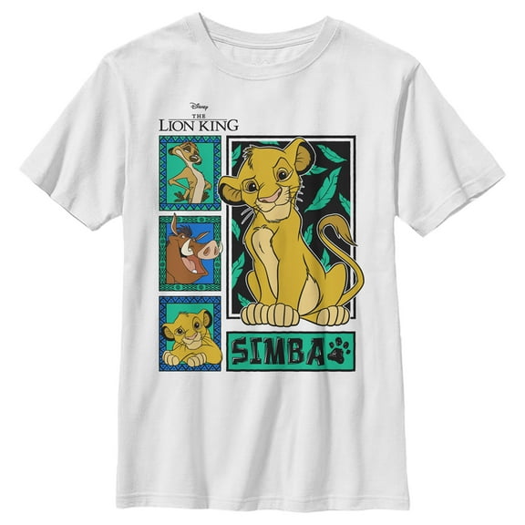 Boy's Lion King Three Best Friends Panel  Graphic Tee White X Small