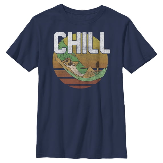 Boy's Lion King Timon Distressed Chill Graphic Tee Navy Blue X Small