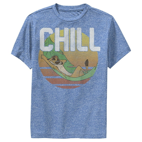 Boy's Lion King Timon Distressed Chill  Performance Graphic Tee Royal Blue Heather Medium