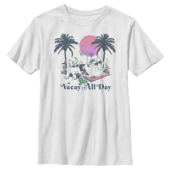 Boy's Lion King Vacay All Day  Graphic Tee White X Large