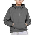 thumbnail image 1 of Boy's Long Sleeve Hoodies Casual Loose Hooded Sweatshirts Kids Quarter Zip Pullover with Kangaroo Pocket 5-15Y, 1 of 6