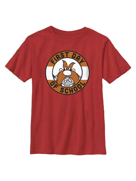 Boy's Looney Tunes Back to School Yosemite Sam Graphic Tee Red Medium