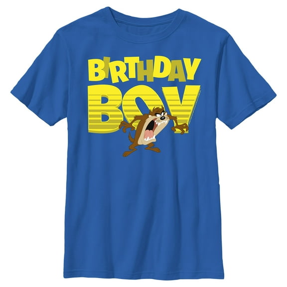 Boy's Looney Tunes Birthday Boy Taz Graphic Tee Royal Blue Medium