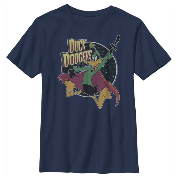 Boy's Looney Tunes Duck Dodgers in Space  Graphic Tee Navy Blue Large