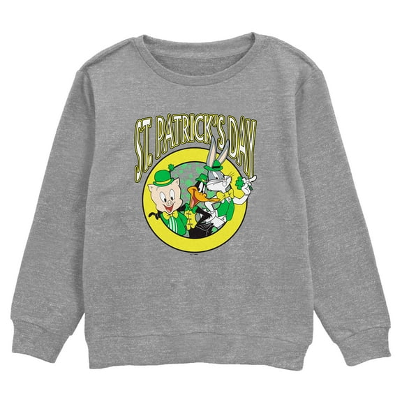 Boy's Looney Tunes Group Clover Badge  Sweatshirt