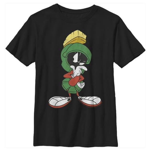 Boy's Looney Tunes Marvin the Martian Thinking  Graphic Tee Black X Large