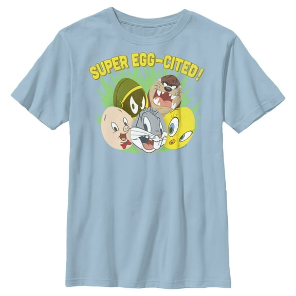 Boy's Looney Tunes Super Egg-Cited Group Portrait Graphic Tee Light Blue Medium