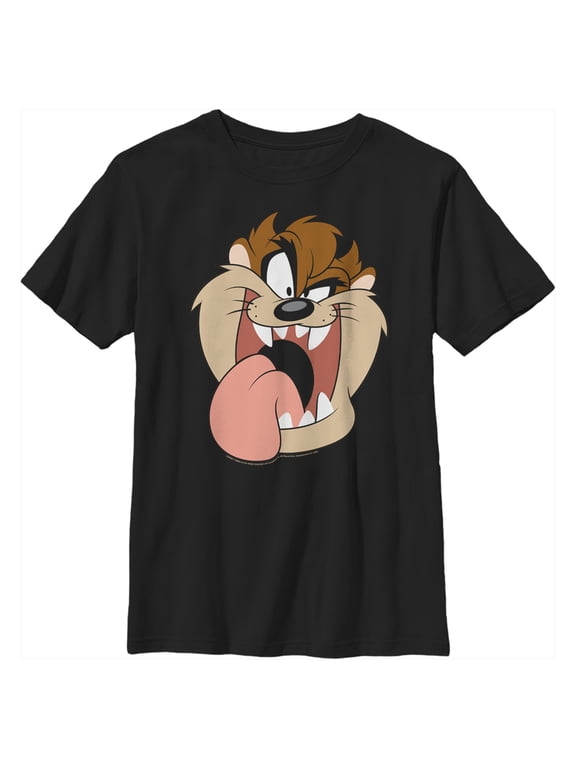 Boy's Looney Tunes Tasmanian Devil Big Face Graphic Tee Black Medium