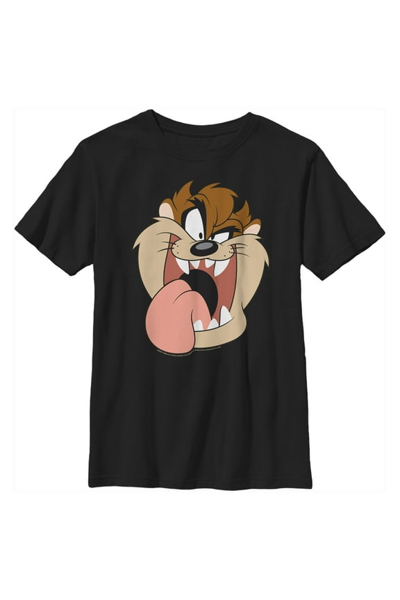 Boy's Looney Tunes Tasmanian Devil Big Face Graphic Tee Black X Small