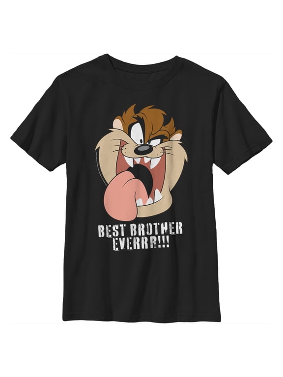 Boy's Looney Tunes Taz Best Brother Everrr!!! Graphic Tee Black Large