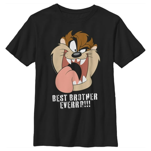 Boy's Looney Tunes Taz Best Brother Everrr!!! Graphic Tee Black Medium