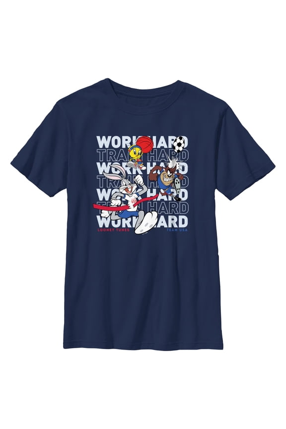 Boy's Looney Tunes Work Hard Crew Graphic T-Shirt