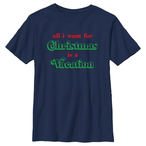 Boy's Lost Gods All I Want for Christmas Is a Vacation Graphic Tee Navy Blue X Large
