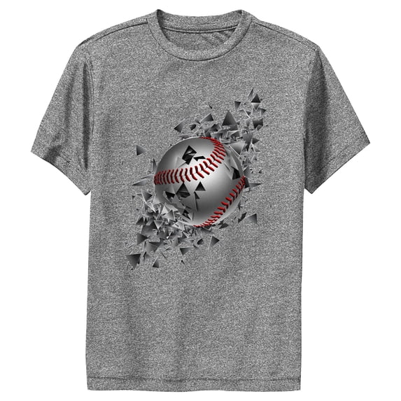 Boy's Lost Gods Baseball Shattered Pieces Performance Graphic Tee Charcoal Heather Medium