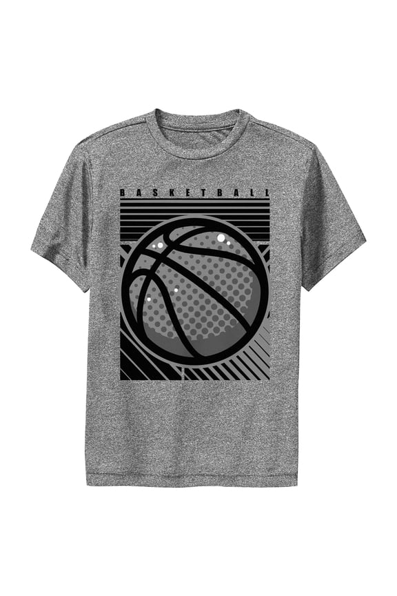 Boy's Lost Gods Basketball Black Lines Performance Graphic Tee Charcoal Heather X Large