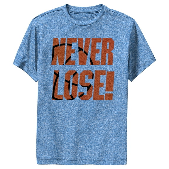 Boy's Lost Gods Basketball Never Lose Performance Graphic Tee Royal Blue Heather Medium
