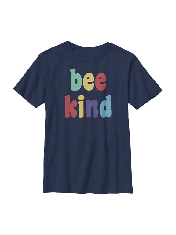 Boy's Lost Gods Bee Kind Colors Graphic Tee Navy Blue Large