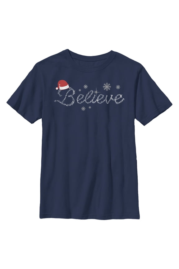 Boy's Lost Gods Believe Snowflakes Graphic Tee Navy Blue X Large