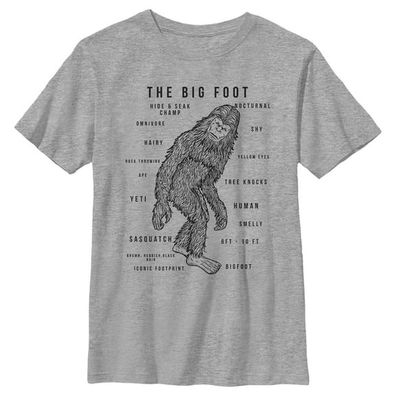 Boys' Husky Lost Gods Big Foot Description Graphic Tee Athletic Heather Medium