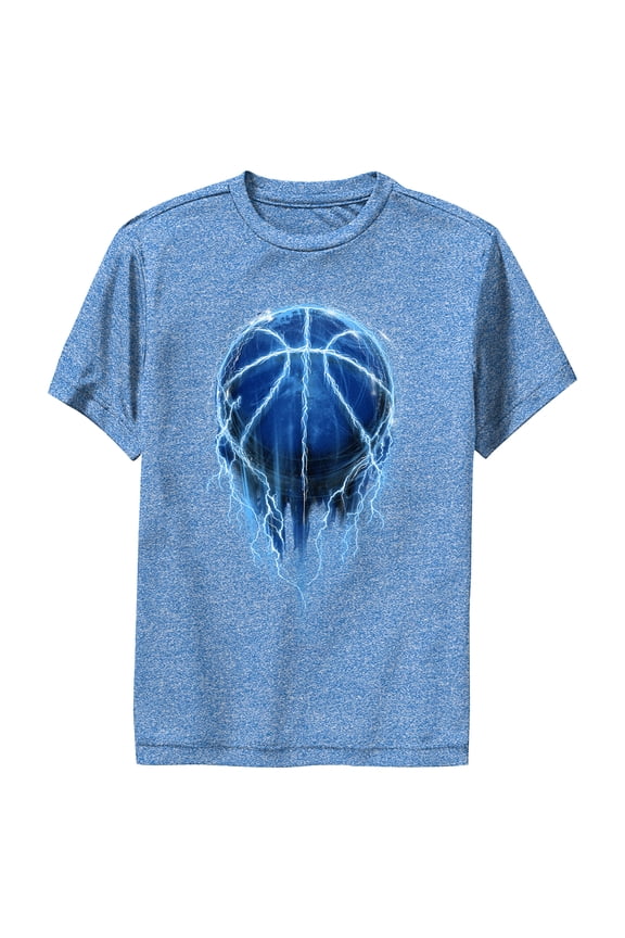 Boy's Lost Gods Blue Lightning Basketball Performance Graphic Tee Royal Blue Heather Medium