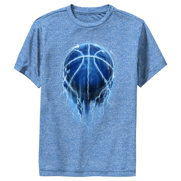 Boy's Lost Gods Blue Lightning Basketball Performance Graphic Tee Royal Blue Heather Medium