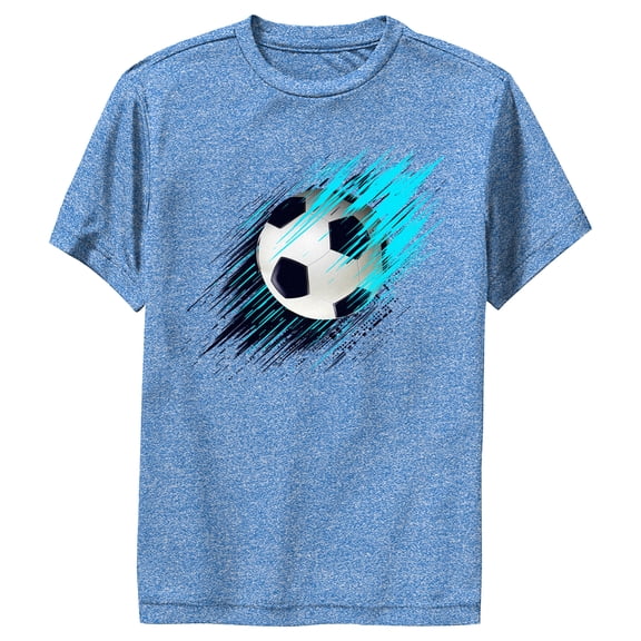 Boy's Lost Gods Blue Soccer Ball Soaring Performance Graphic Tee Royal Blue Heather Medium