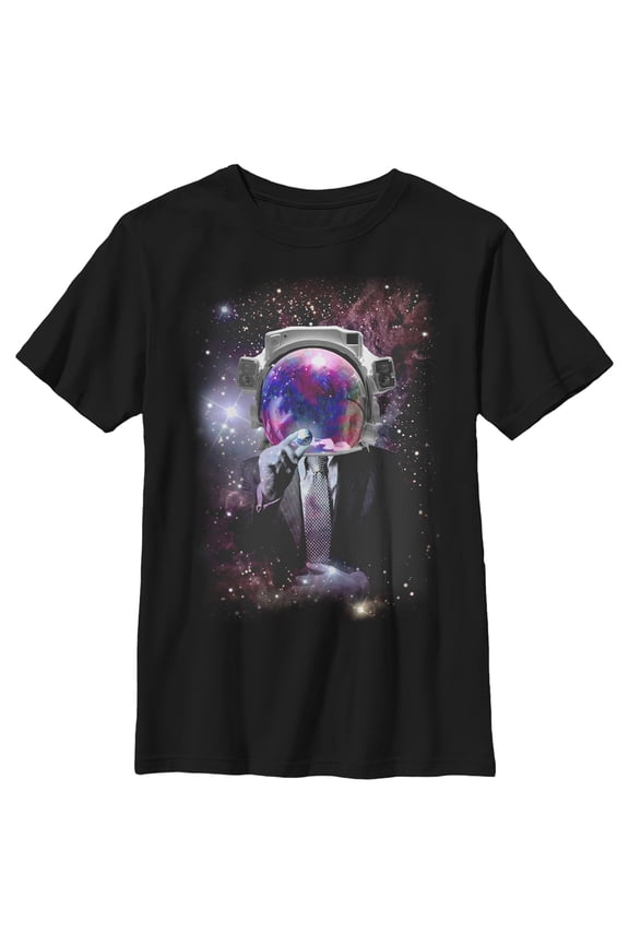 Boy's Lost Gods Business Suit Space Man Graphic Tee Black Large