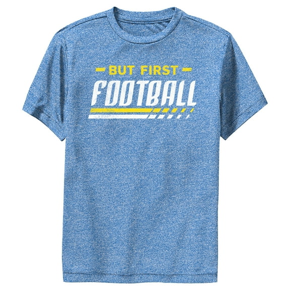 Boy's Lost Gods But First Football  Performance Graphic Tee Royal Blue Heather Medium