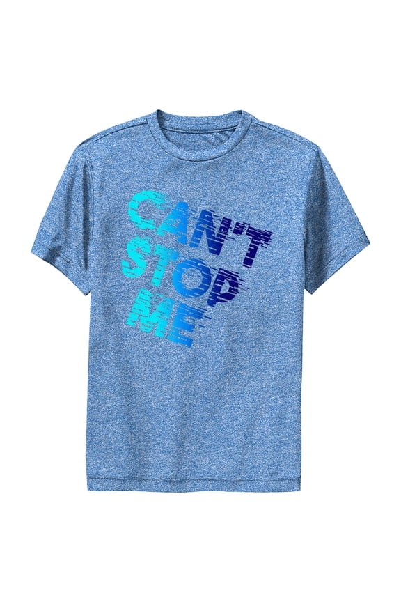 Boy's Lost Gods Can't Stop Me Blue Glitch Performance Graphic Tee Royal Blue Heather Large