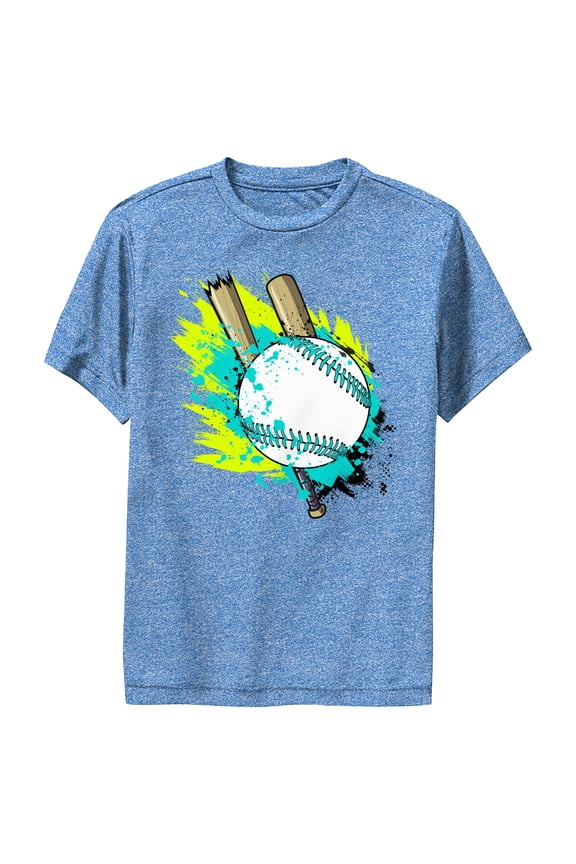 Boy's Lost Gods Cartoon Baseball Performance Graphic Tee Royal Blue Heather Medium