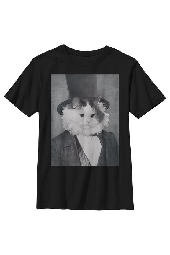Boy's Lost Gods Cat Lincoln Graphic Tee Black Medium