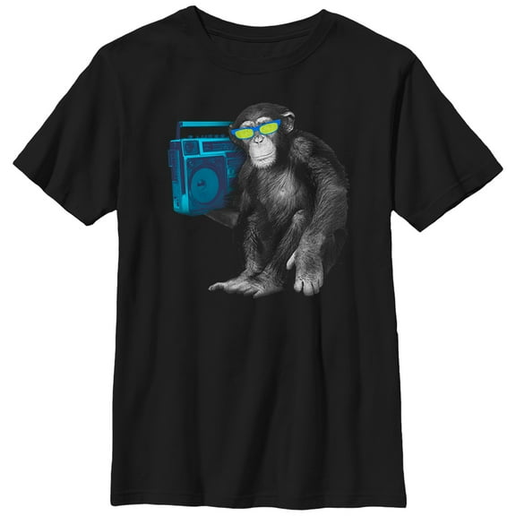 Boy's Lost Gods Chimpanzee Boombox  Graphic Tee Black Small