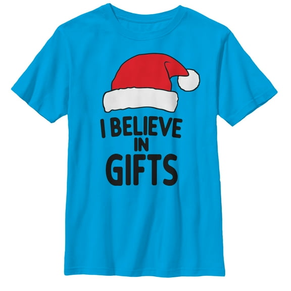Boy's Lost Gods Christmas Believe in Gifts Graphic Tee Turquoise Small